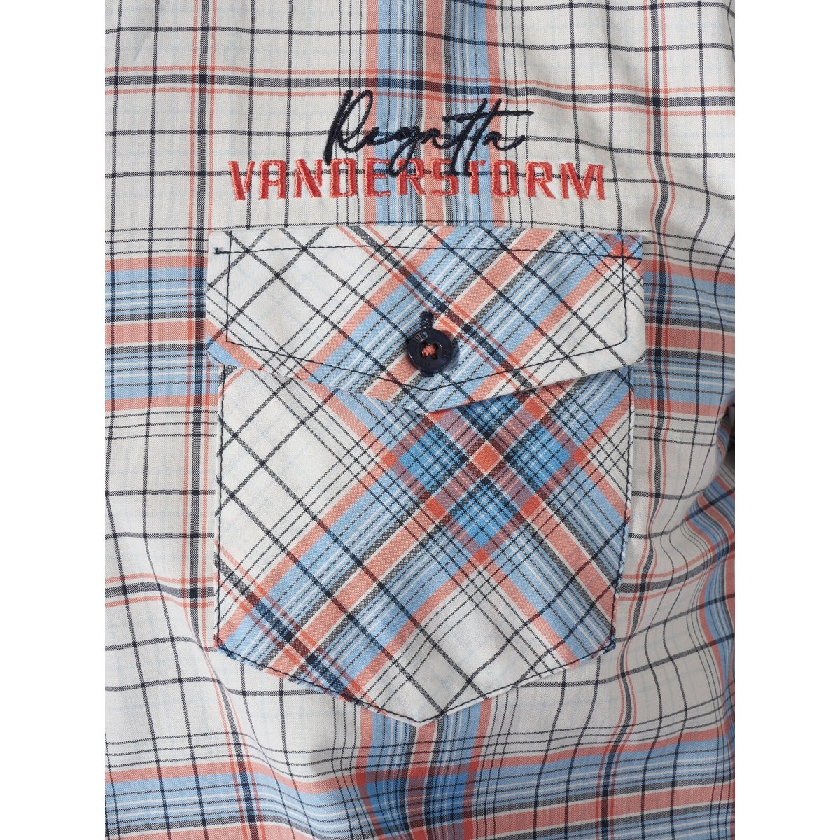 Chemise à manches courtes POULAR bleu clair à carreaux, JAN VANDERSTORM