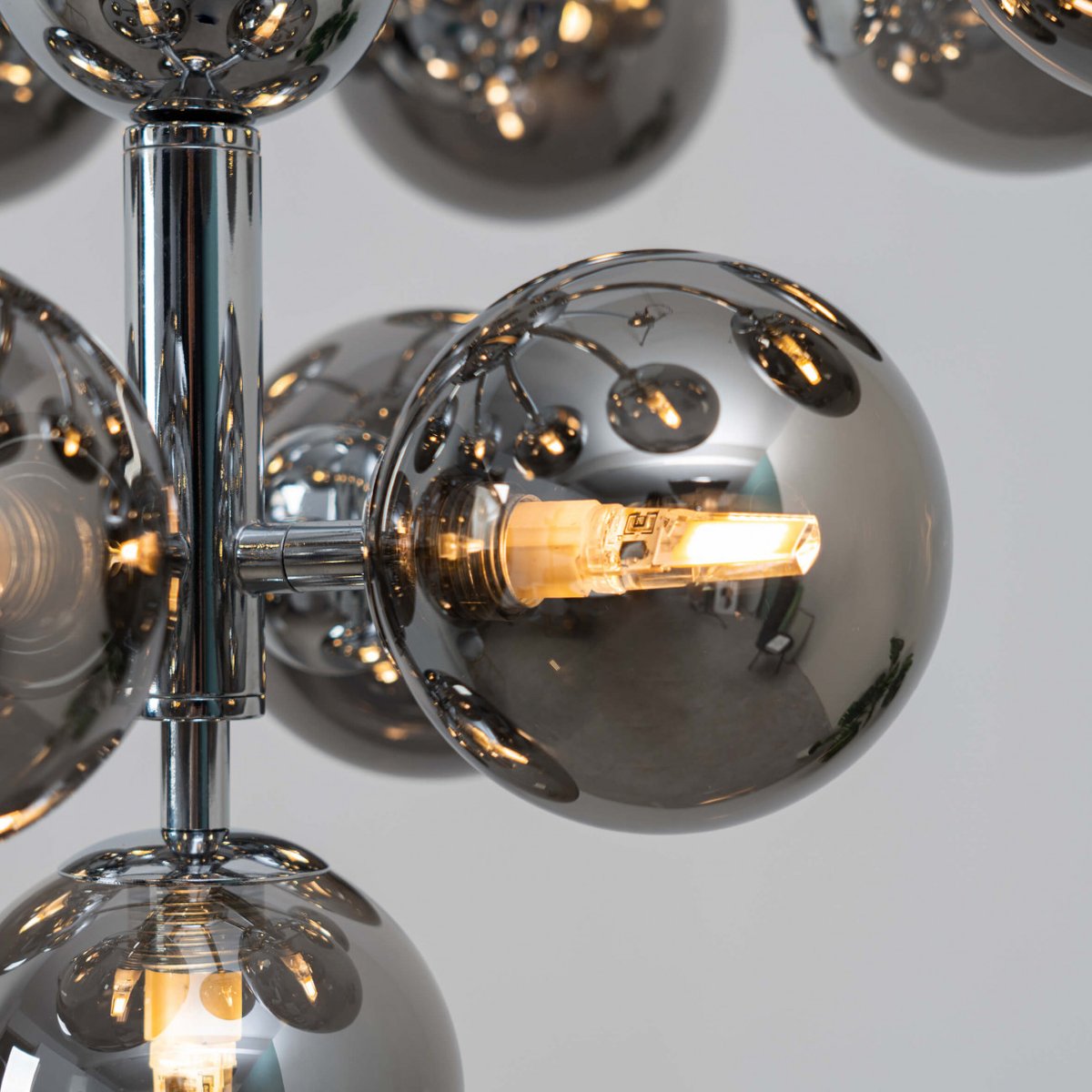 Suspension élégante à sphères verre - NIZZALO argenté / chromé, KOSILUM