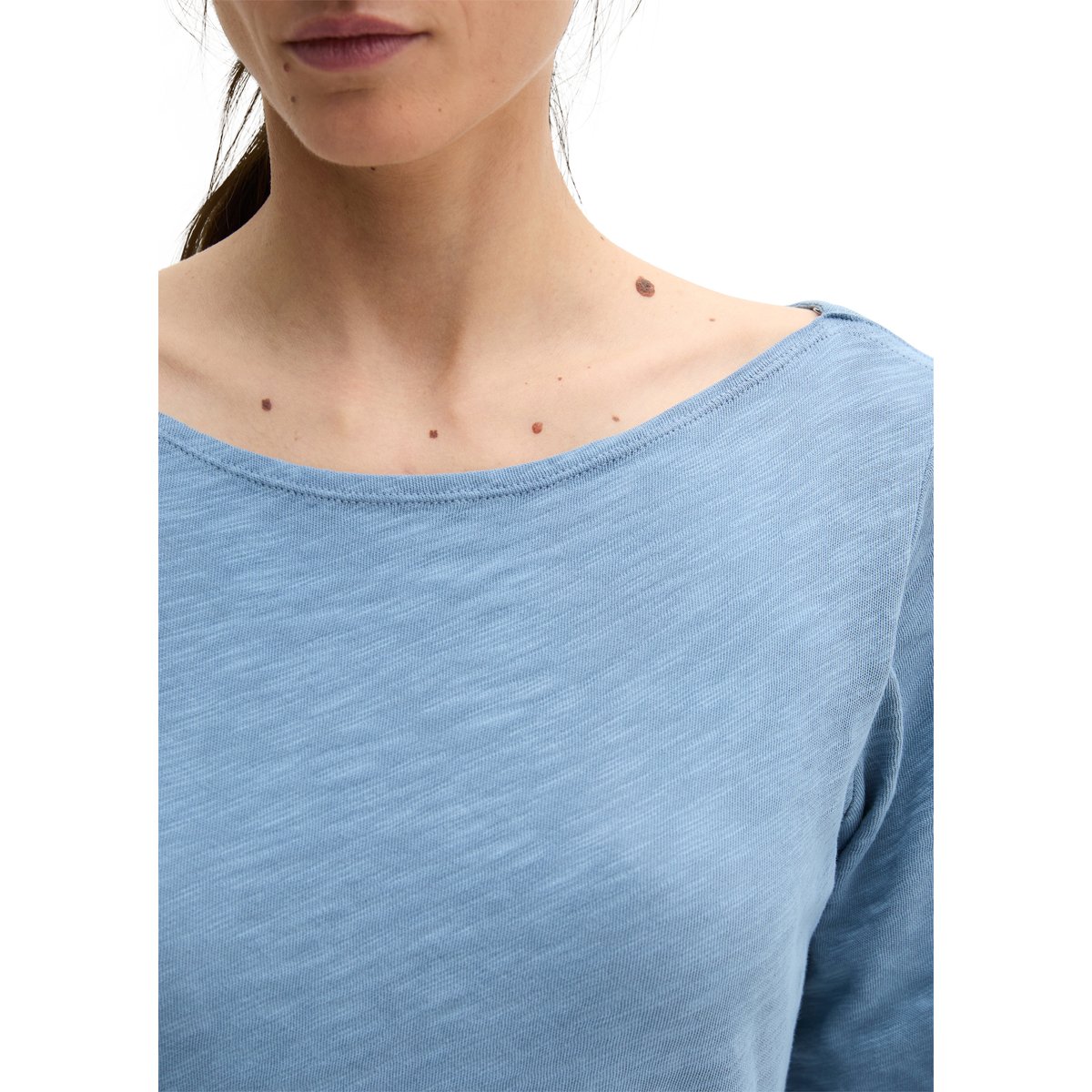 T-shirt long U-Boot DfC regular en qualité Organic Cotton bleu moyen, MARC O'POLO