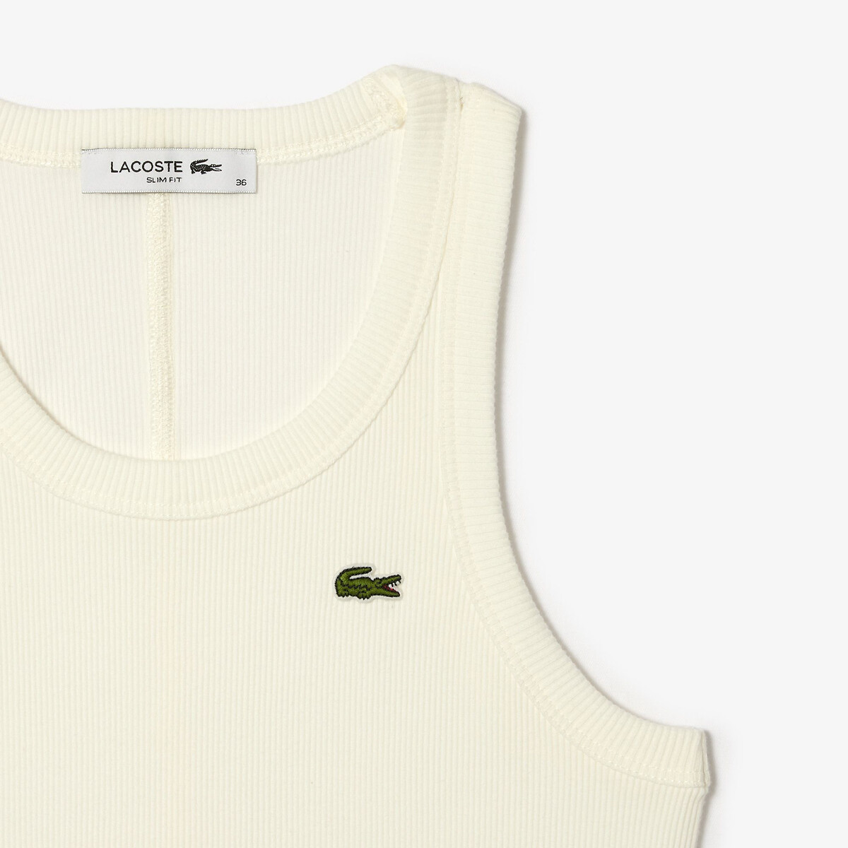 Débardeur slim fit coton côtelé blanc-70v, LACOSTE