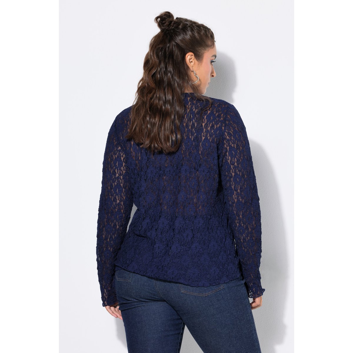 T-shirt en dentelle, coupe ajustée bleu nuit, STUDIO UNTOLD