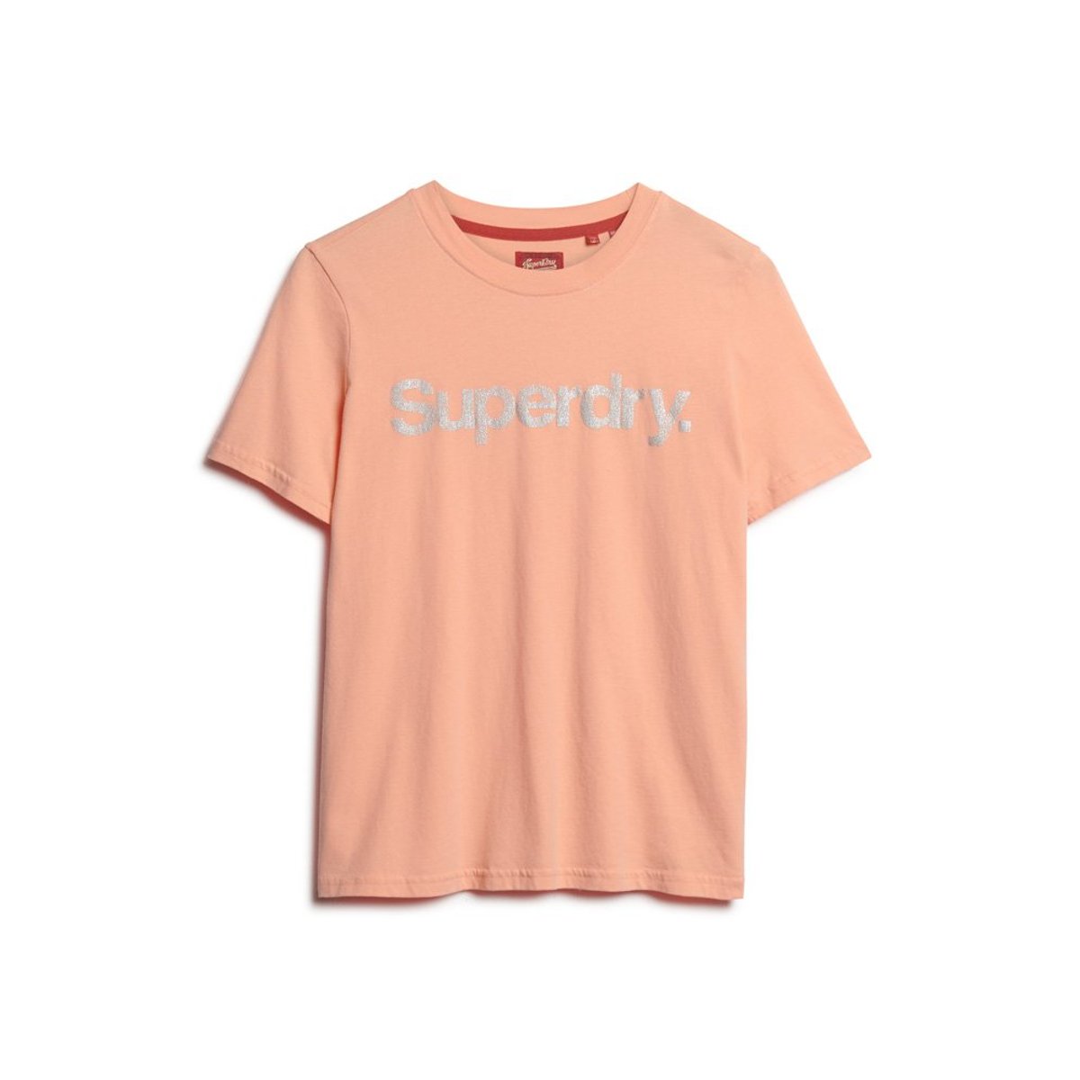 T-shirt Core à logo métallisé rose punch papaye, SUPERDRY