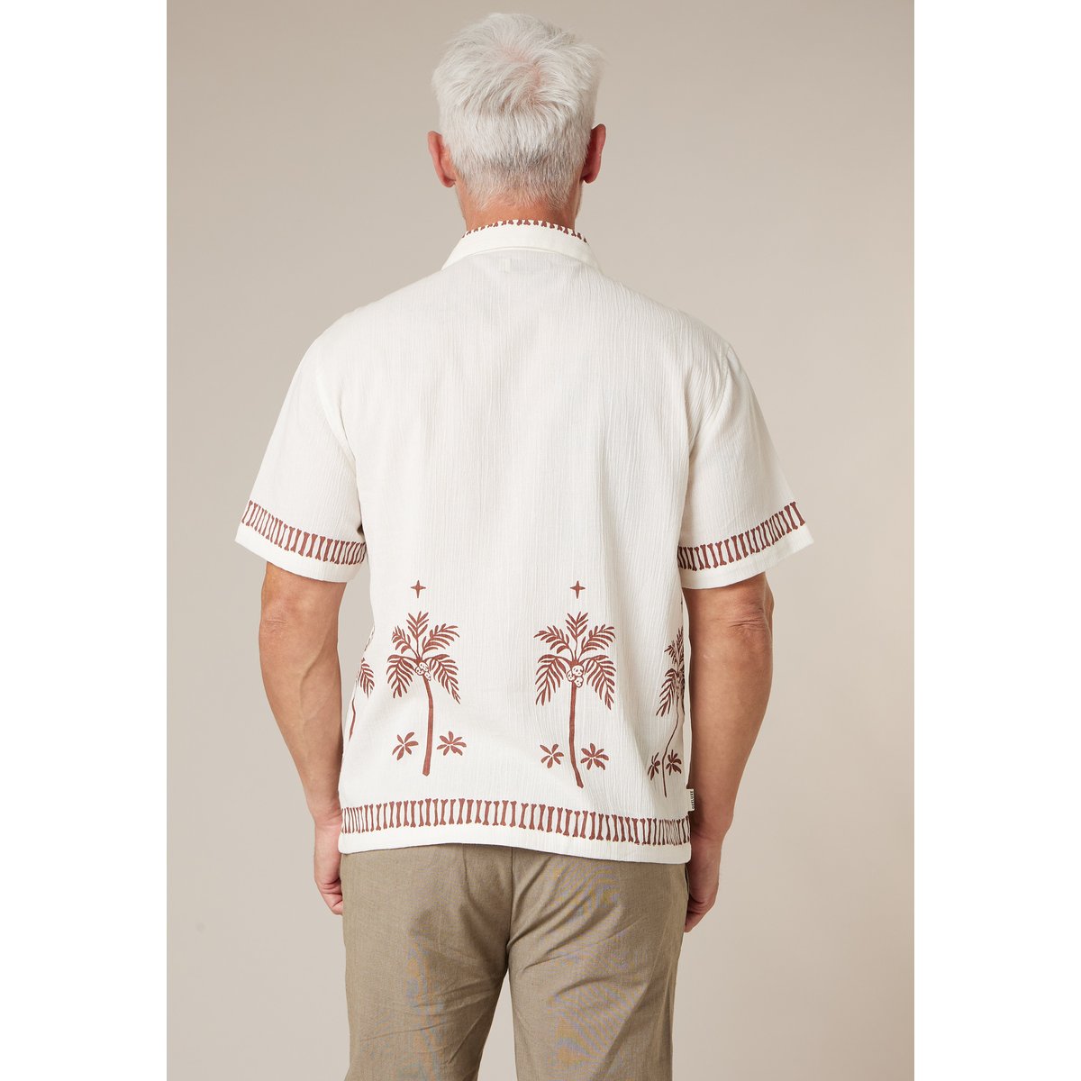 Chemise homme en coton motif palmier HANK natural, DEELUXE