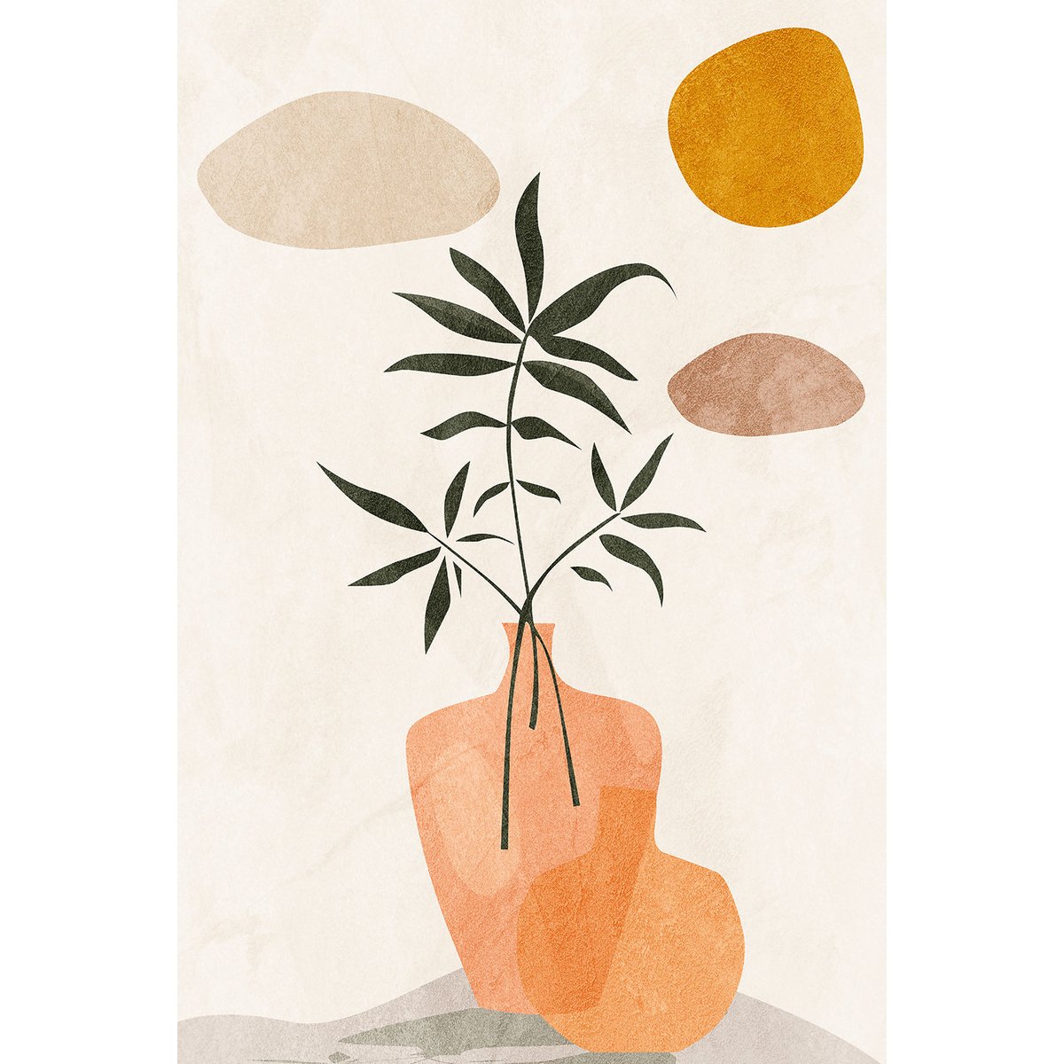 Tableau organique vase et minimalisme tableau alu dibond, HEXOA