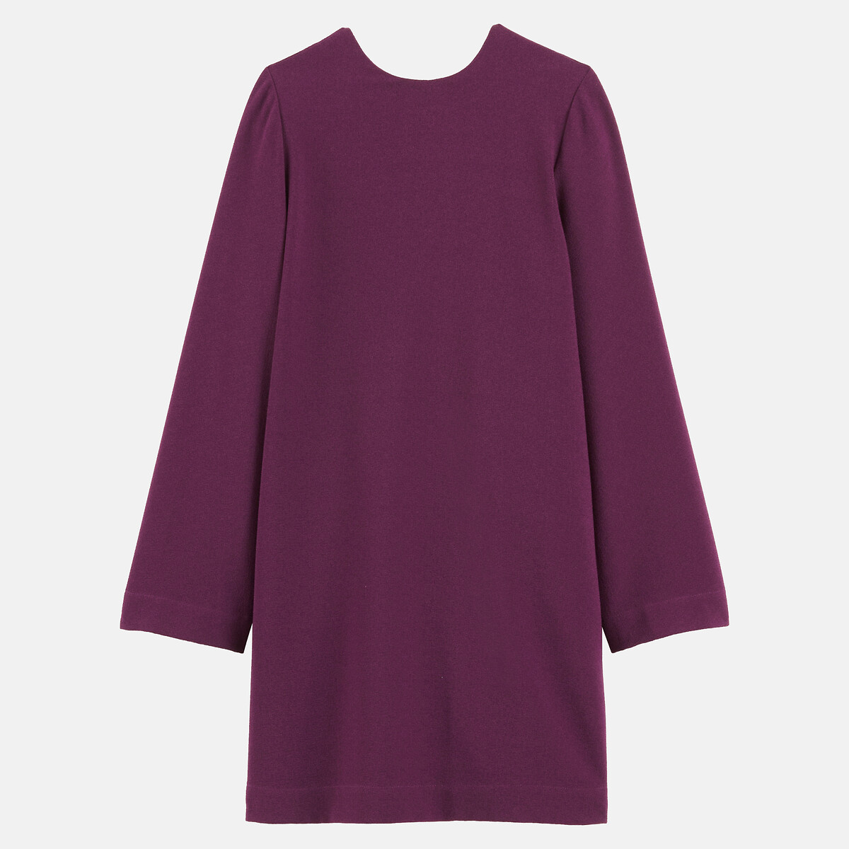 Vestido corto y recto de manga larga violeta ciruela, LA REDOUTE COLLECTIONS