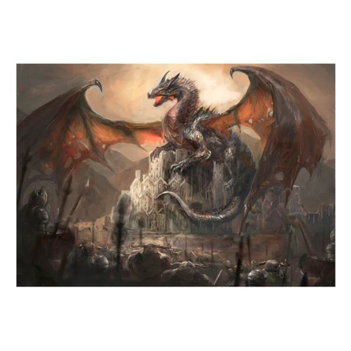 Papier peint intissé panoramique Fantaisie Dragon castle multicouleur, EDEN