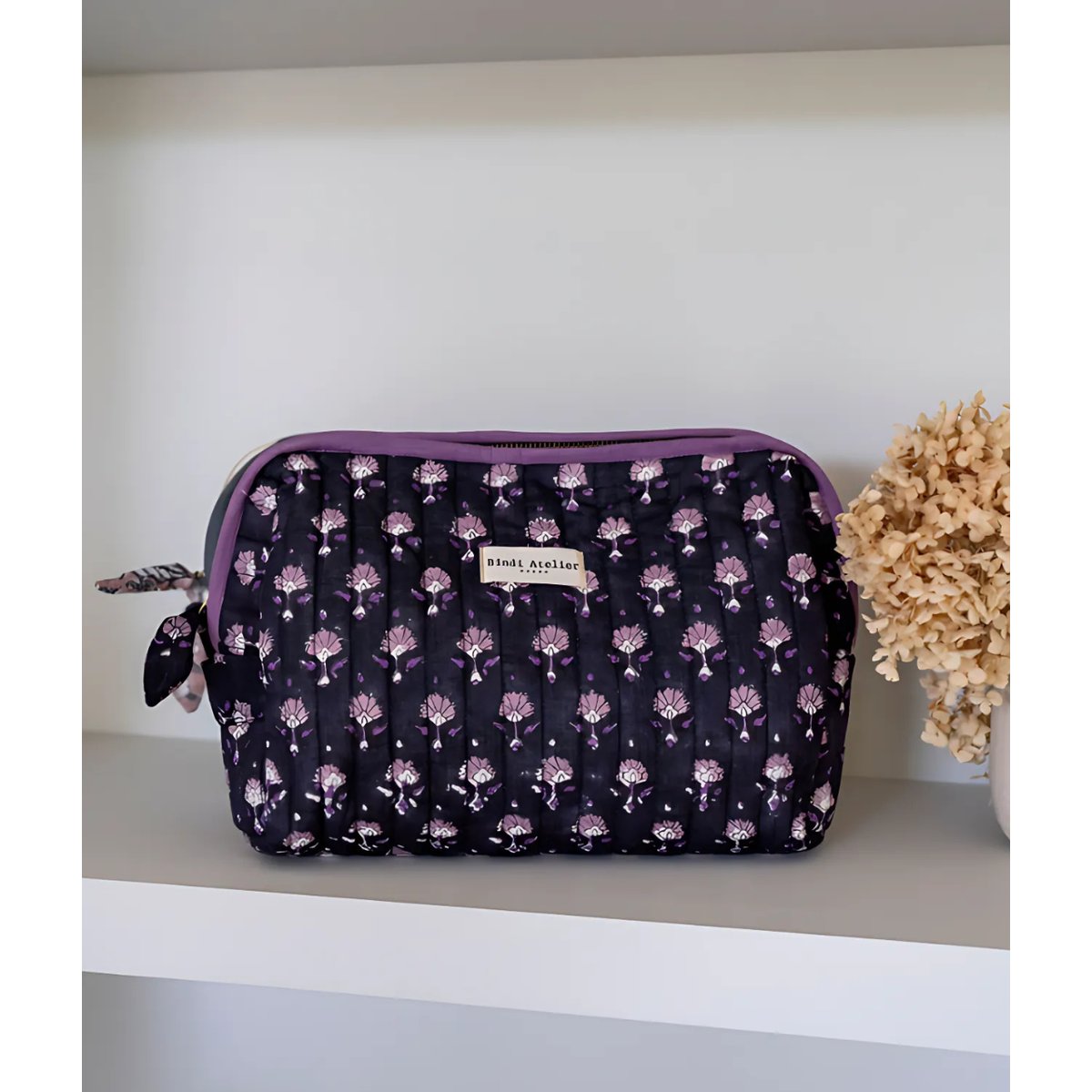 Trousse toilette imprimée AARTI bleu aarti minuit, BINDI ATELIER