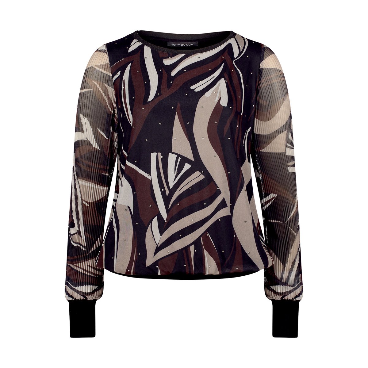 T-shirt à manches longues à plis taupe/black, BETTY BARCLAY