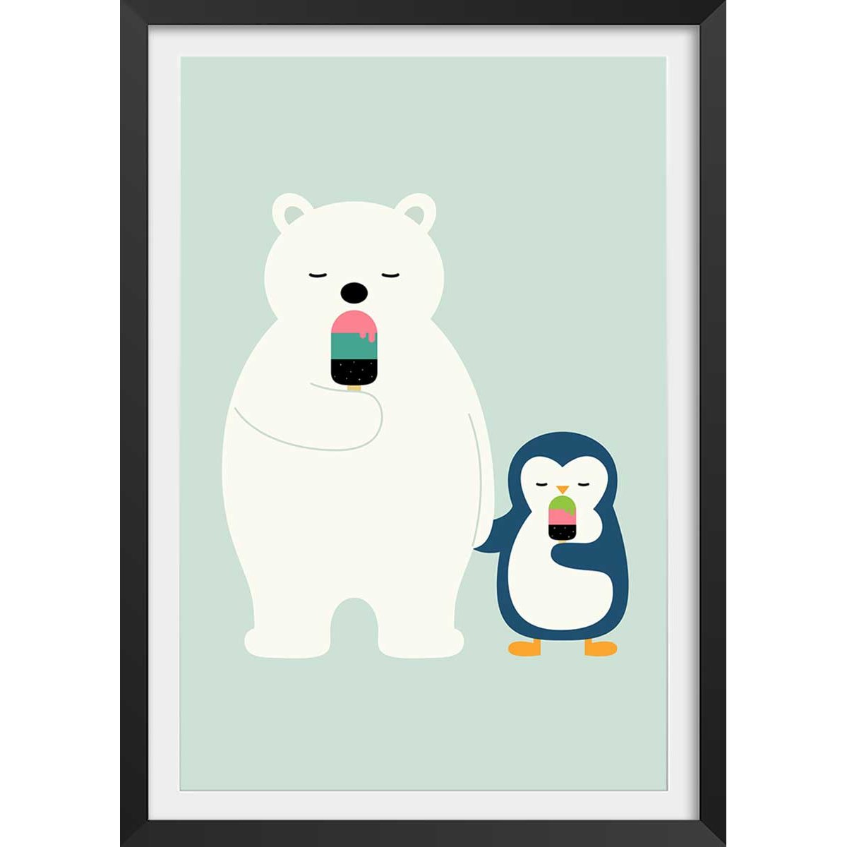 Affiche time to ice cream affiche + cadre en bois - noir, HEXOA