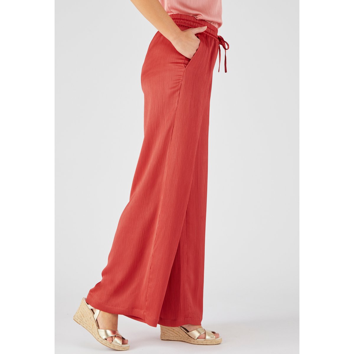 Pantalon plissé permanent rose rouge, DAMART