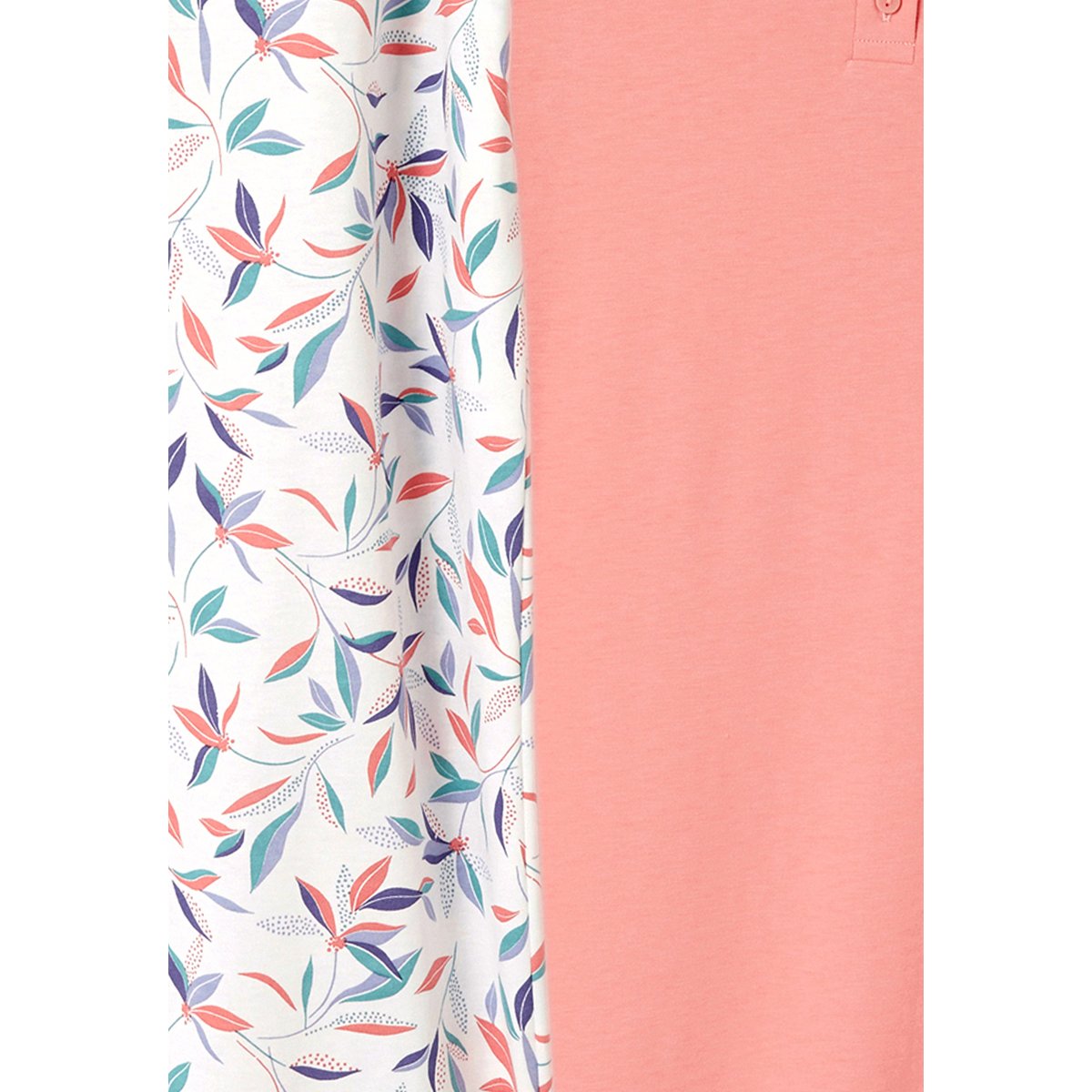 Lot de 2 Chemises de nuit pur coton peigné lot rose feuillage, DAMART