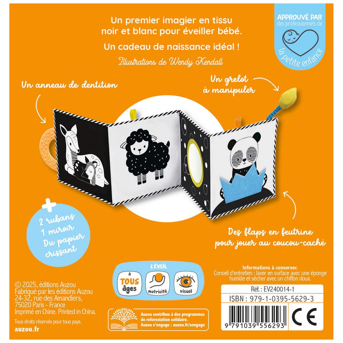 Mon tout premier livre en tissu noir, blanc, EDITIONS AUZOU