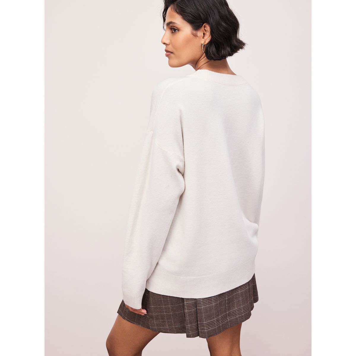 Cardigan mi-long ultra-doux à col v écru, NEXT