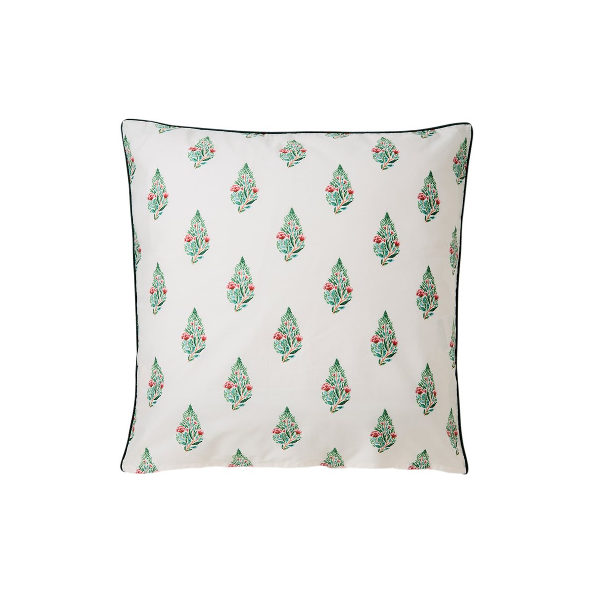 Taie d'oreiller carrée coton bio BUNDI imprimé, CARRE BLANC