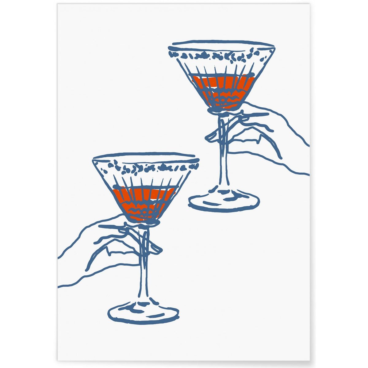 Affiche Verres à cocktail blanc, L'AFFICHERIE