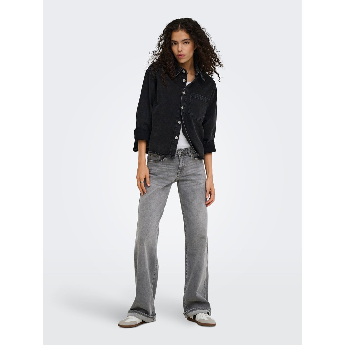 Jean À Jambe Large light grey denim, ONLY TALL