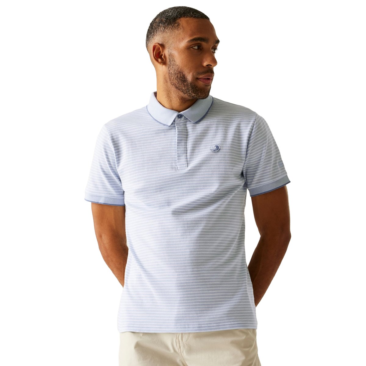 Polo manches courtes motif/style à rayures TIVER bleu marine / blanc à rayures, REGATTA