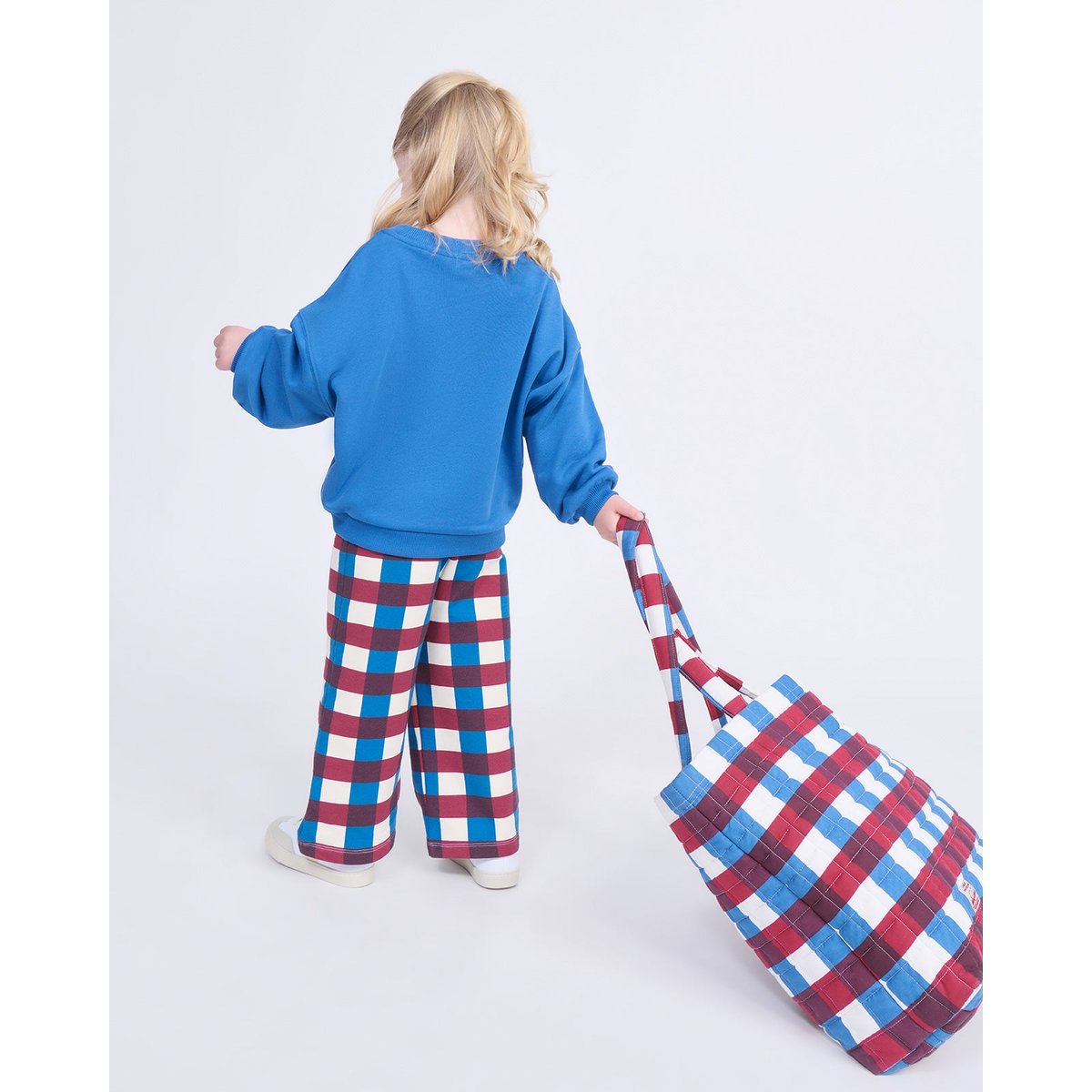Pantalon en coton bio imprimé vichy multicolore garden vichy, EMOI EMOI