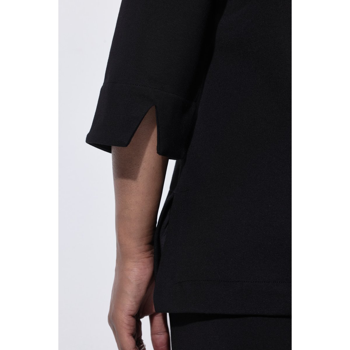 Sweat-shirt col calice et manches 3/4 noir, ULLA POPKEN
