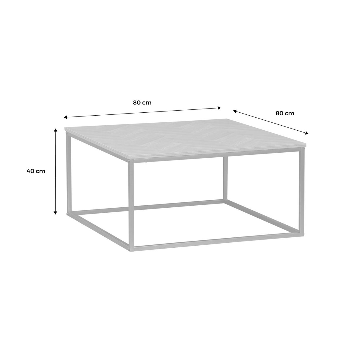 Table basse carrée décor bois décor chevrons BUDAPEST naturel, SWEEEK