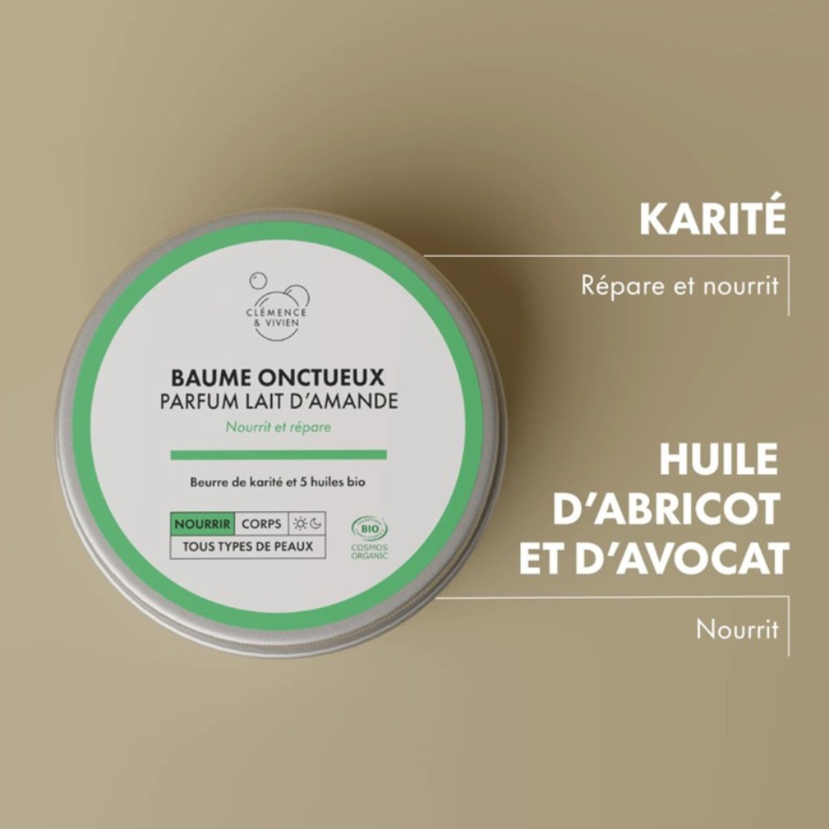 Baume onctueux Parfum Lait d'Amande (150 ml) couleur unique, CLEMENCE ET VIVIEN