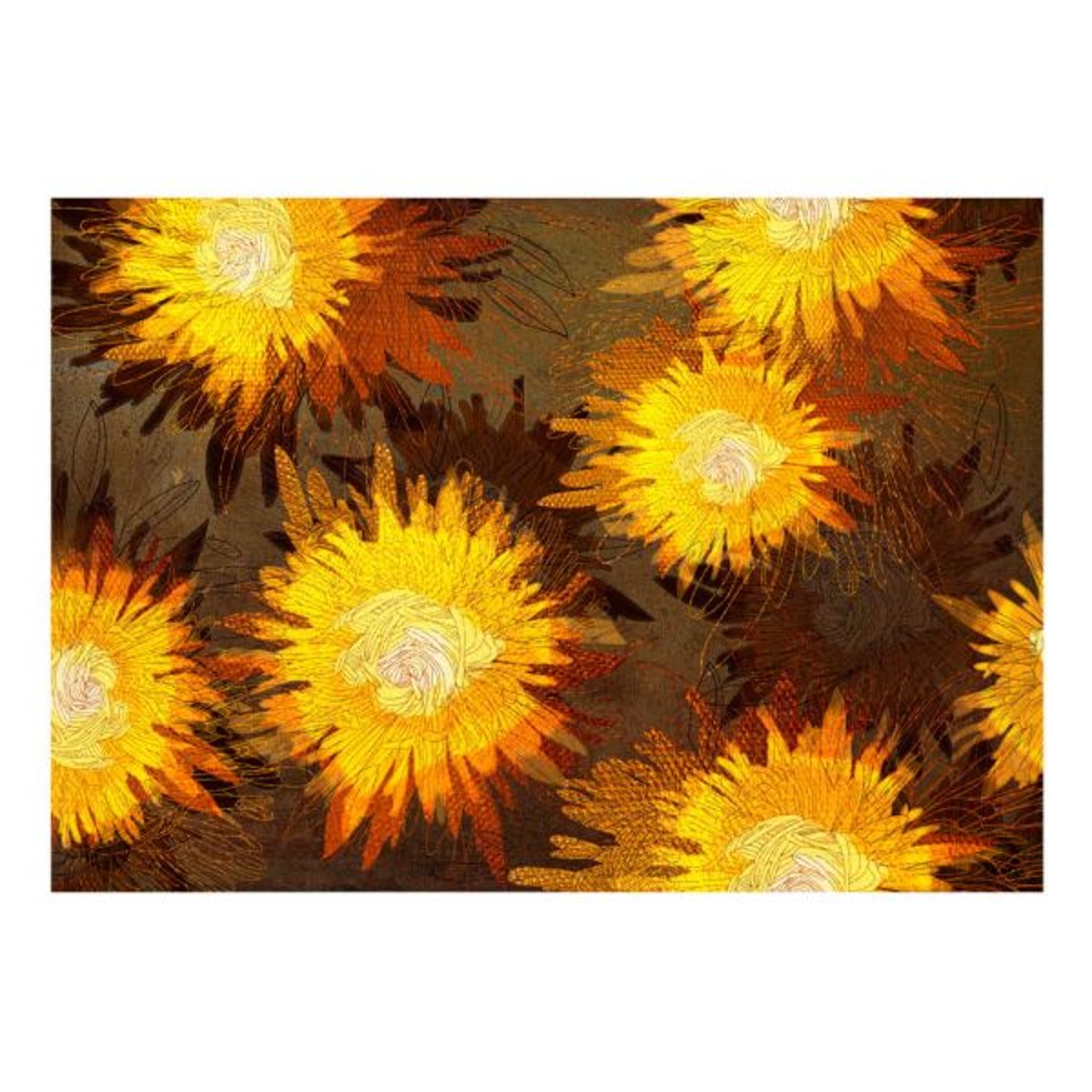 Papier peint intissé panoramique Fleurs Sunflower dance orange / cuivré, EDEN