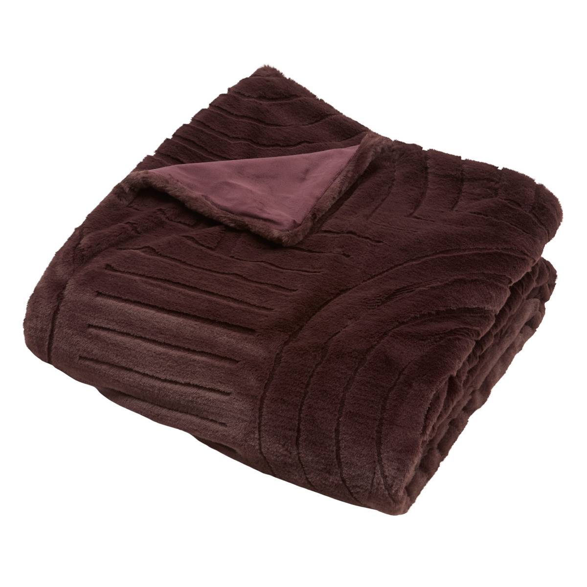 Plaid en imitation fourrure ARKA marron tonka, ATMOSPHERA