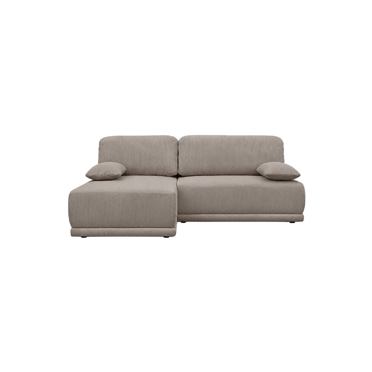 Banquette canapé d'angle gauche convertible 3 places velours côtelé avec coffre NELSON taupe, SWEEEK