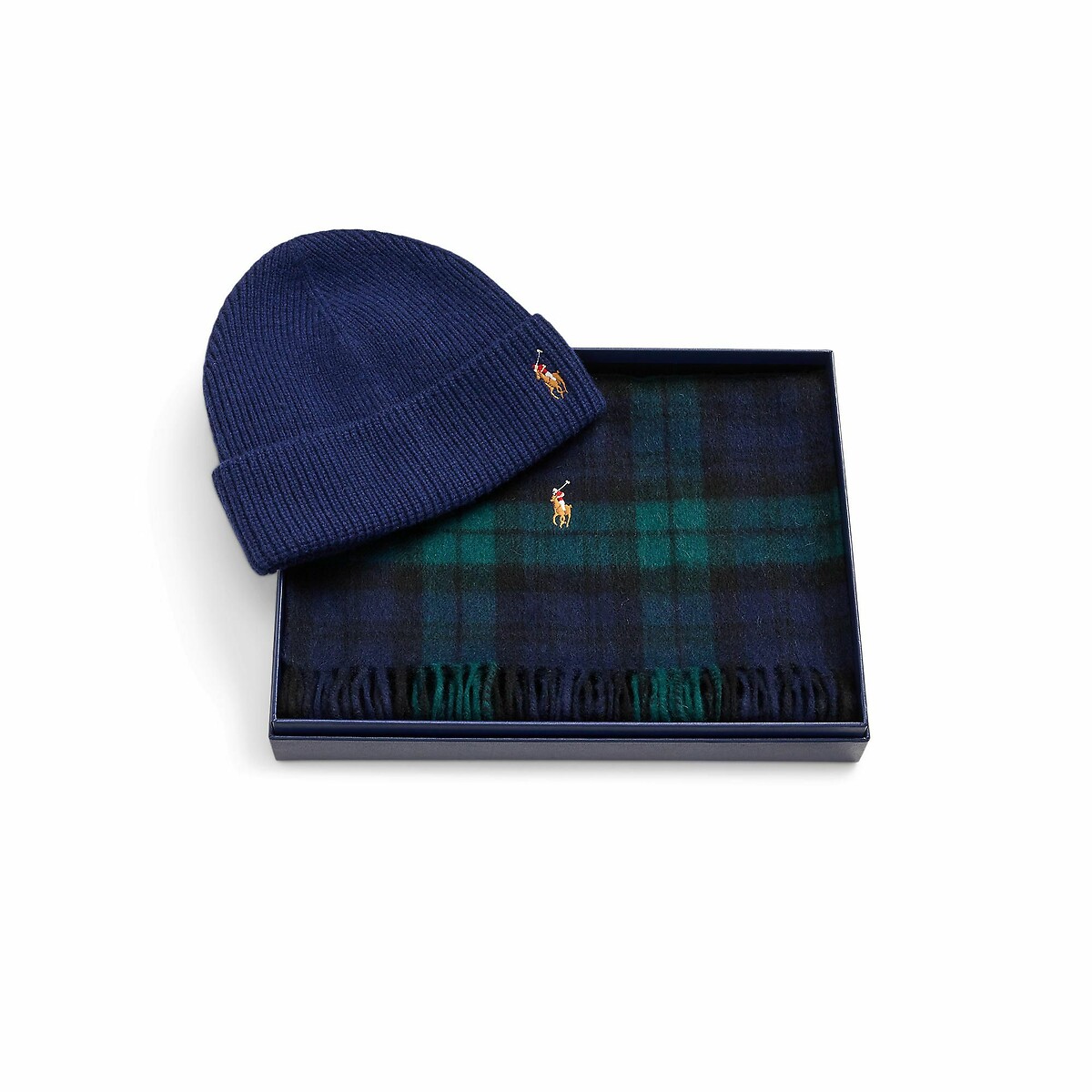 Coffret et bonnet en laine vierge bleu marine, POLO RALPH LAUREN