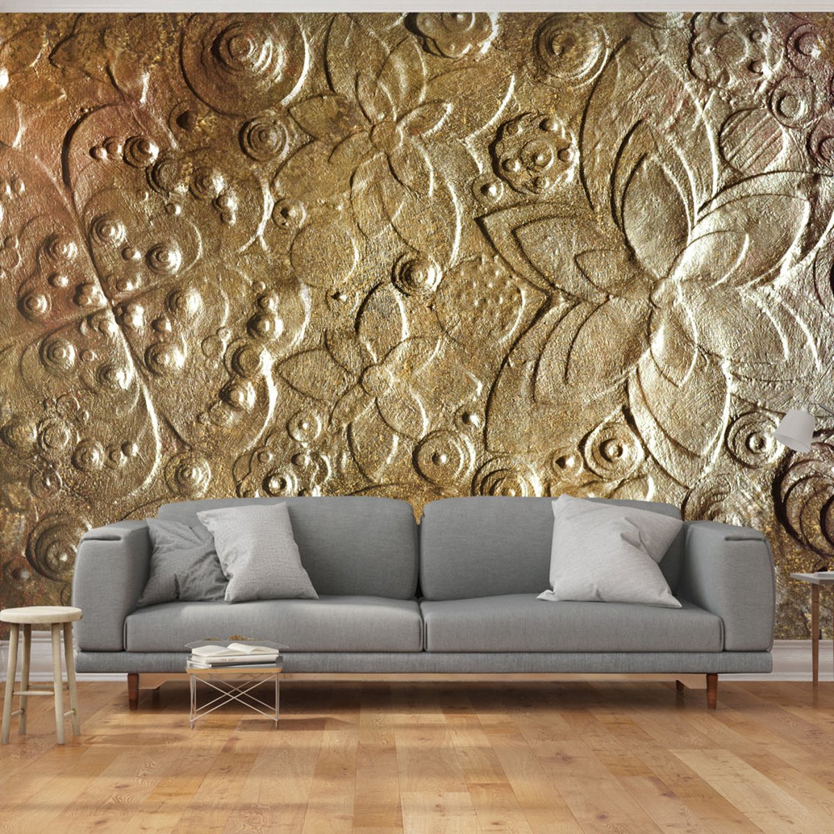 Papier peint intissé panoramique Virtuosity of Gold jaune / doré, EDEN