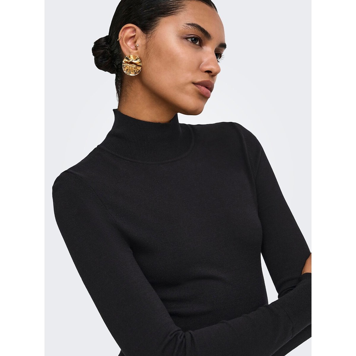 Robe évasée col montant noir, ONLY