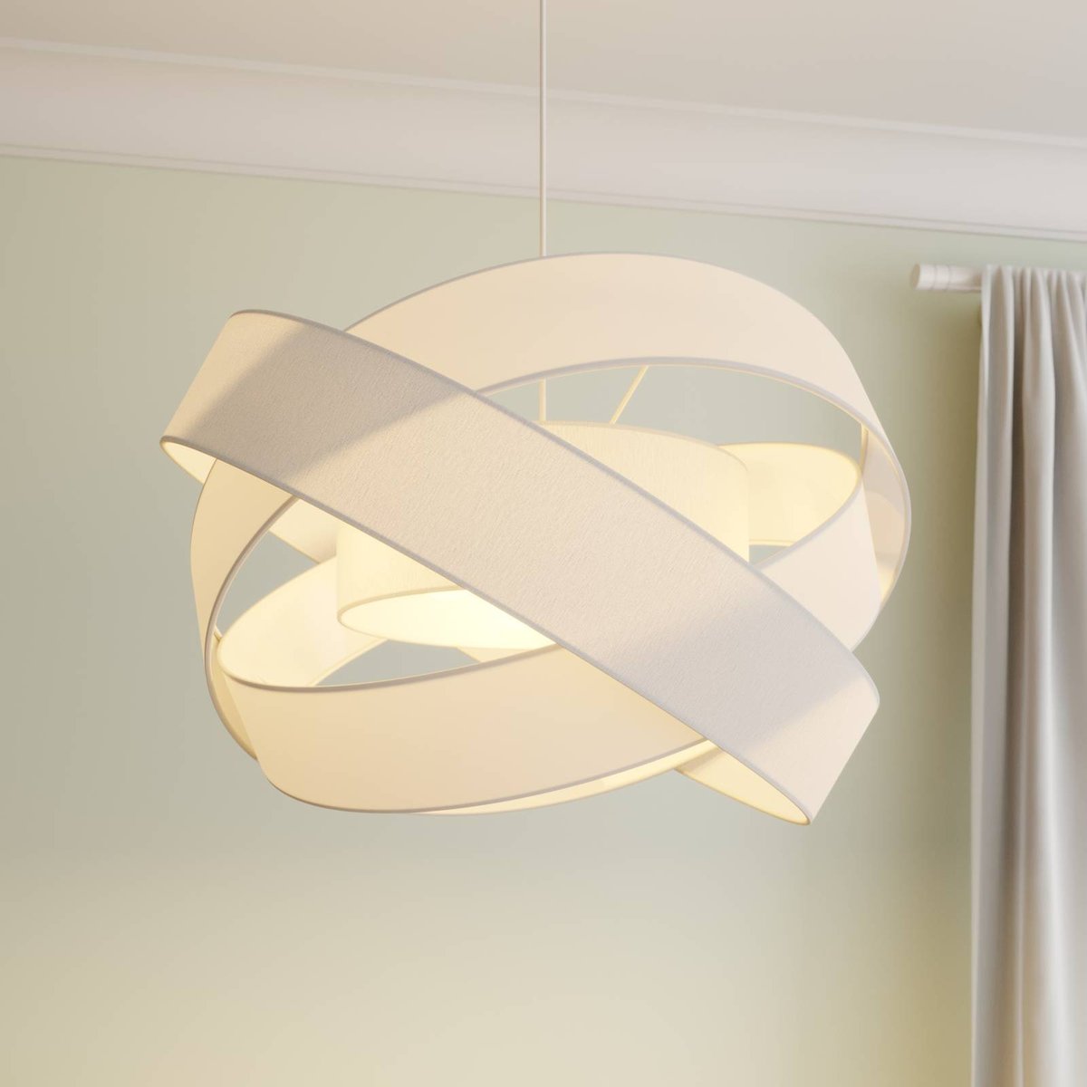 Suspension en textile moderne, Simaria blanc, LINDBY