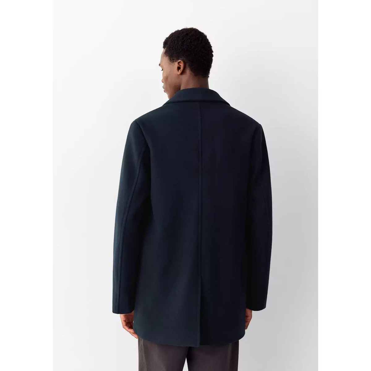 Manteau en drap col à revers bleu marine, MANGO TEEN