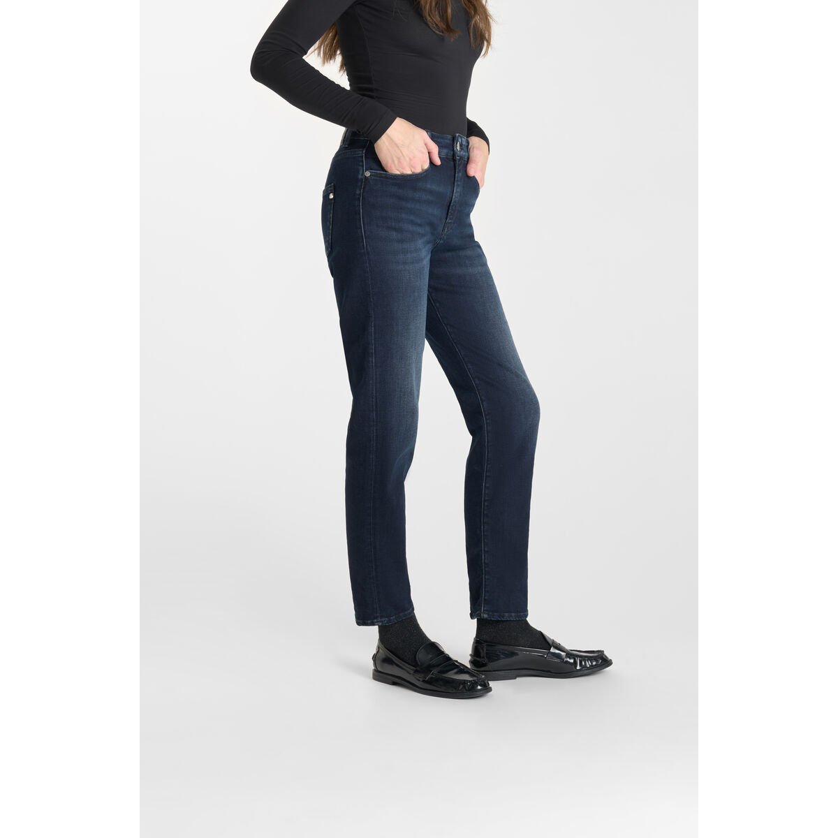 Jeans droite 400/17 mom , 7/8ème blue / black, LE TEMPS DES CERISES