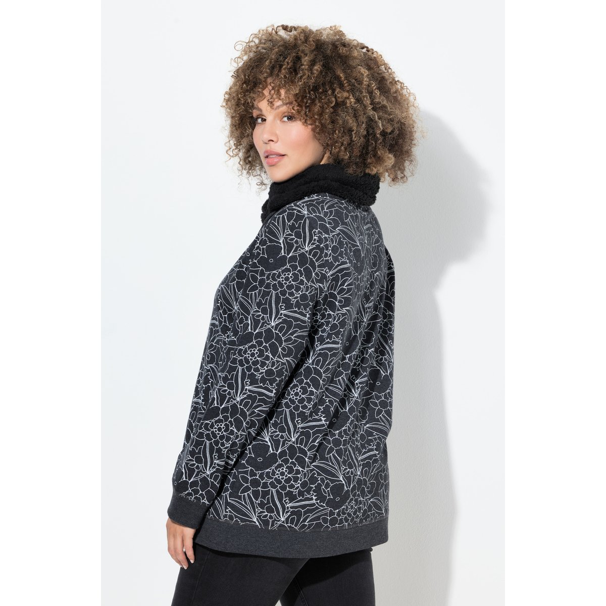 Sweat-shirt imprimé noir, ULLA POPKEN