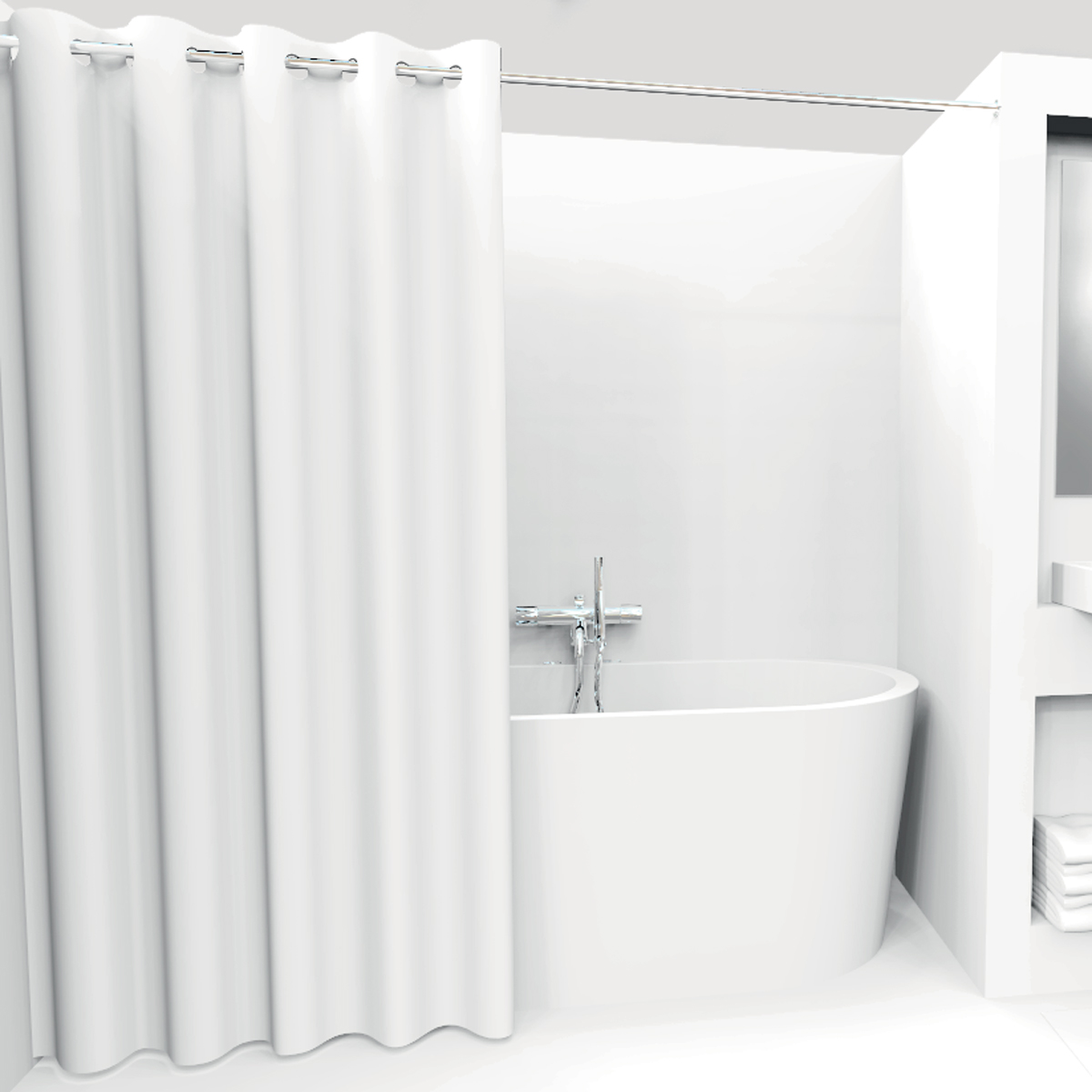 Rideau de douche avec oeillets ECO gris moyen, 5FIVE SIMPLY SMART