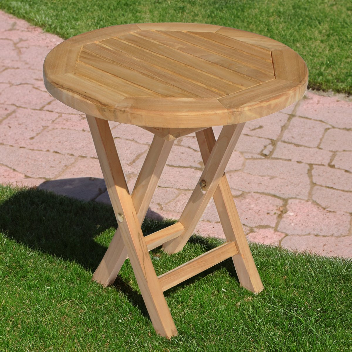 Table d'appoint en teck, ronde, LOMBOK naturel, HAPPY GARDEN