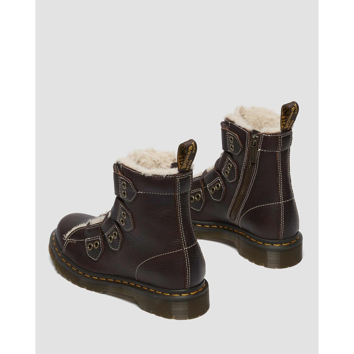 Stivaletti in pelle foderati 1460 Lace to Toe marrone scuro, DR. MARTENS