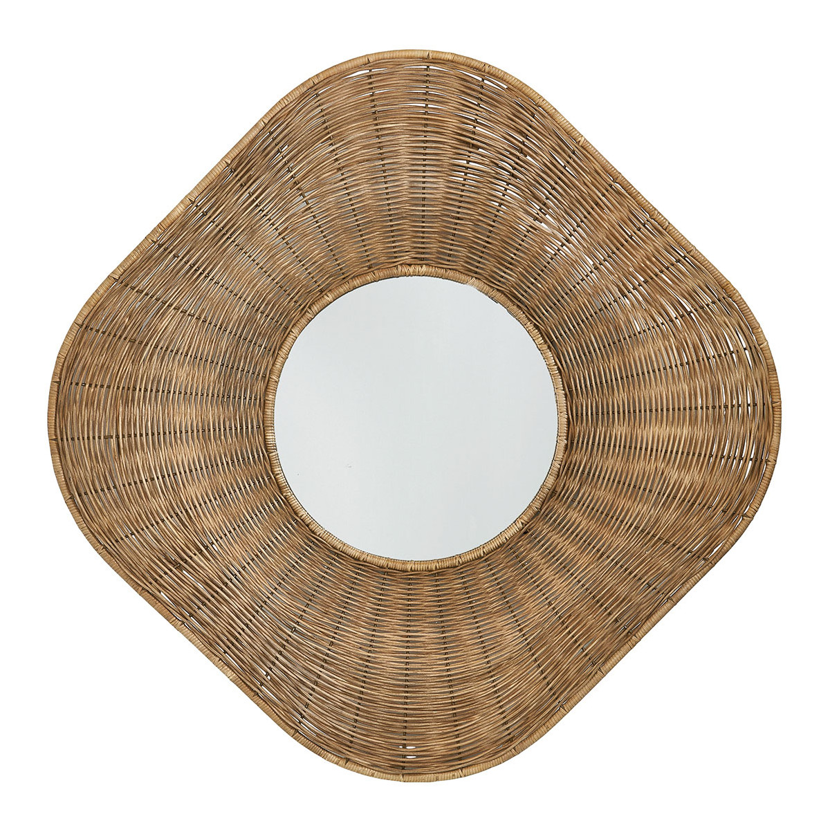 Miroir ISIS rotin et métal naturel, BLANC D’IVOIRE
