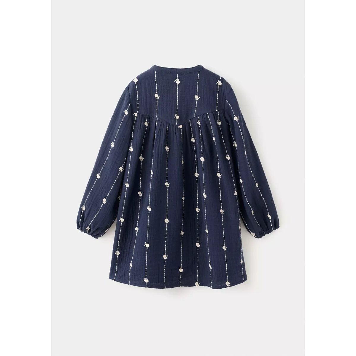 Robe en coton broderie à fleurs bleu marine, MANGO BABY