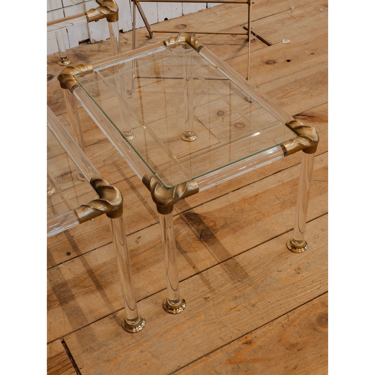 Tables gigognes en verre Barbara N°155 - Bon état transparent, DEBONGOUT