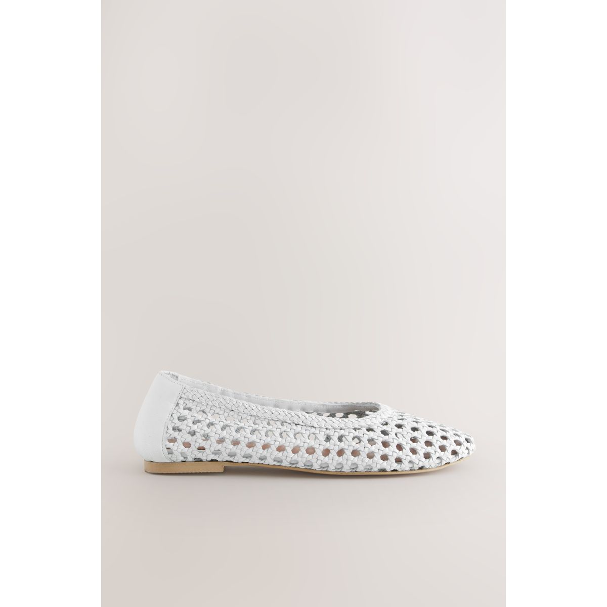 Ballerines en cuir tissé blanc, NEXT