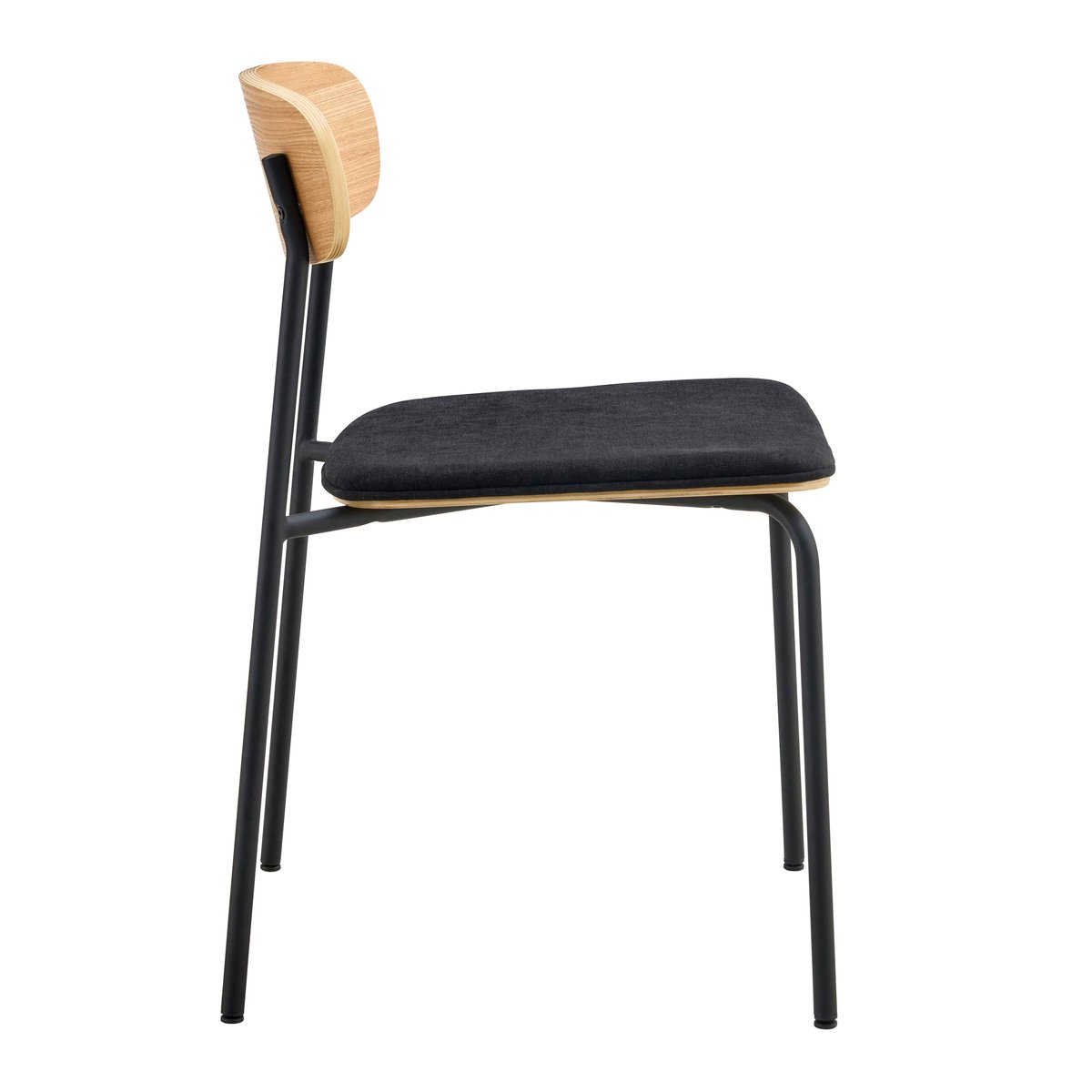 Lot de 2 chaises en métal, bois et tissu, LEXY noir, OVIALA