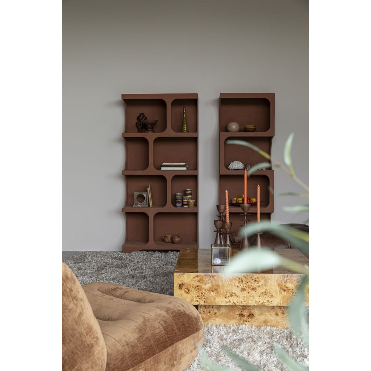 Bibliothèque design en bois, DUNDEE terracotta, DUTCHBONE