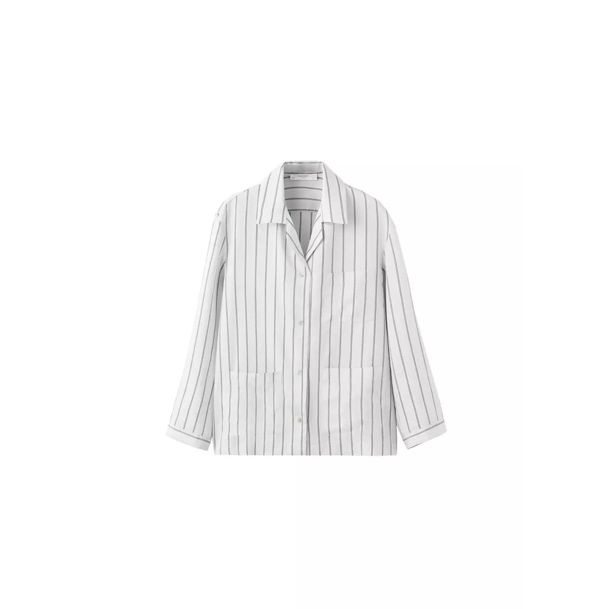 Chemise de pyjama à rayures avec poche avant gris, MANGO