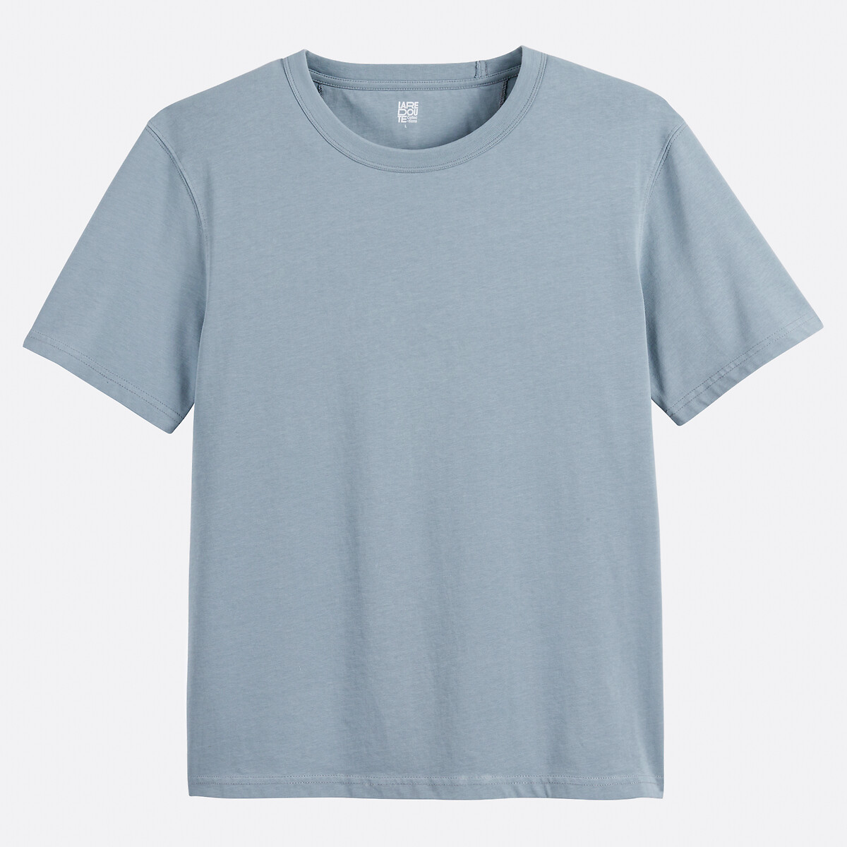 Cotton Heavyweight Jersey T-Shirt with Crew Neck grey-blue, LA REDOUTE COLLECTIONS