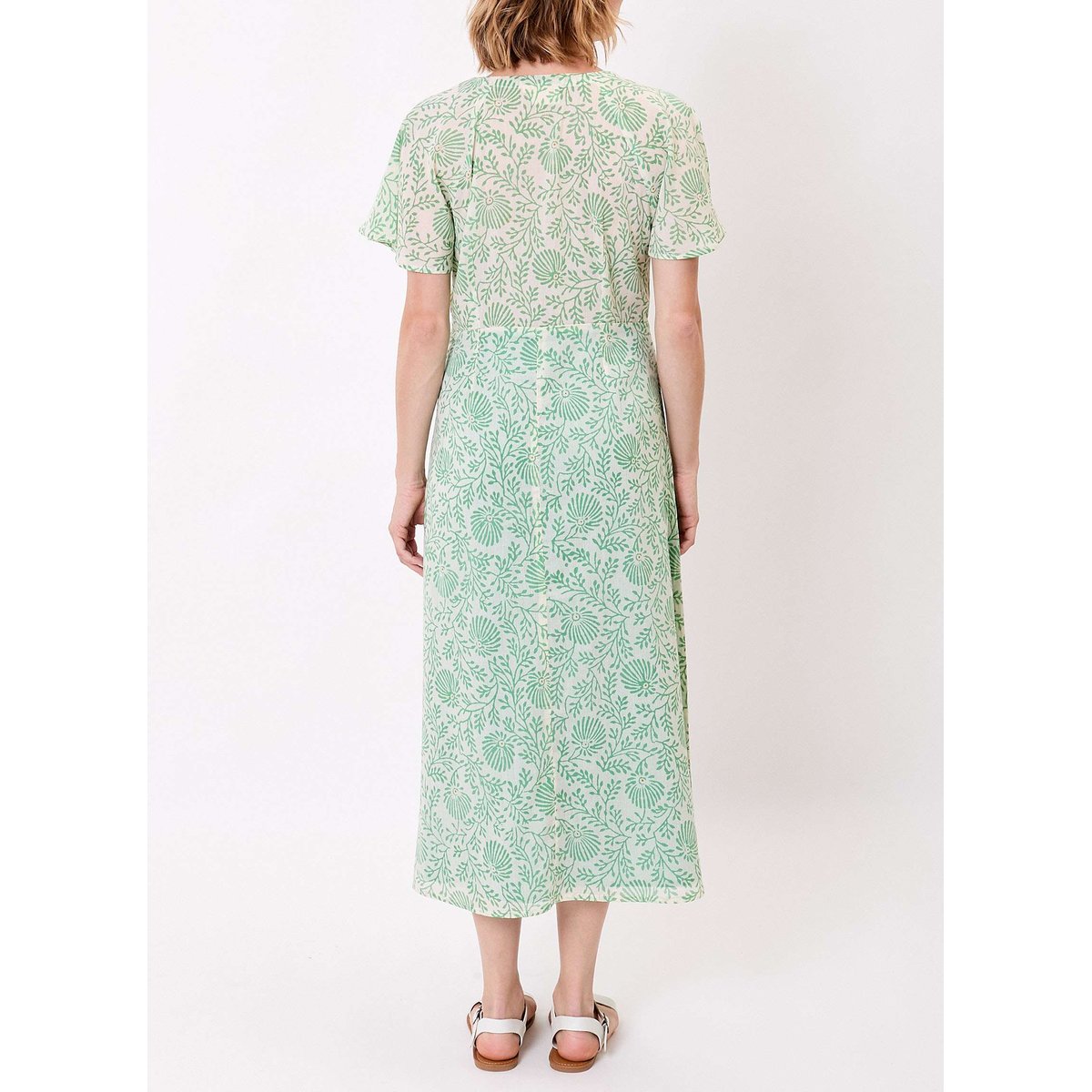 Robe midi voile de coton bio DAMANA vert clair shakil, LA FIANCÉE