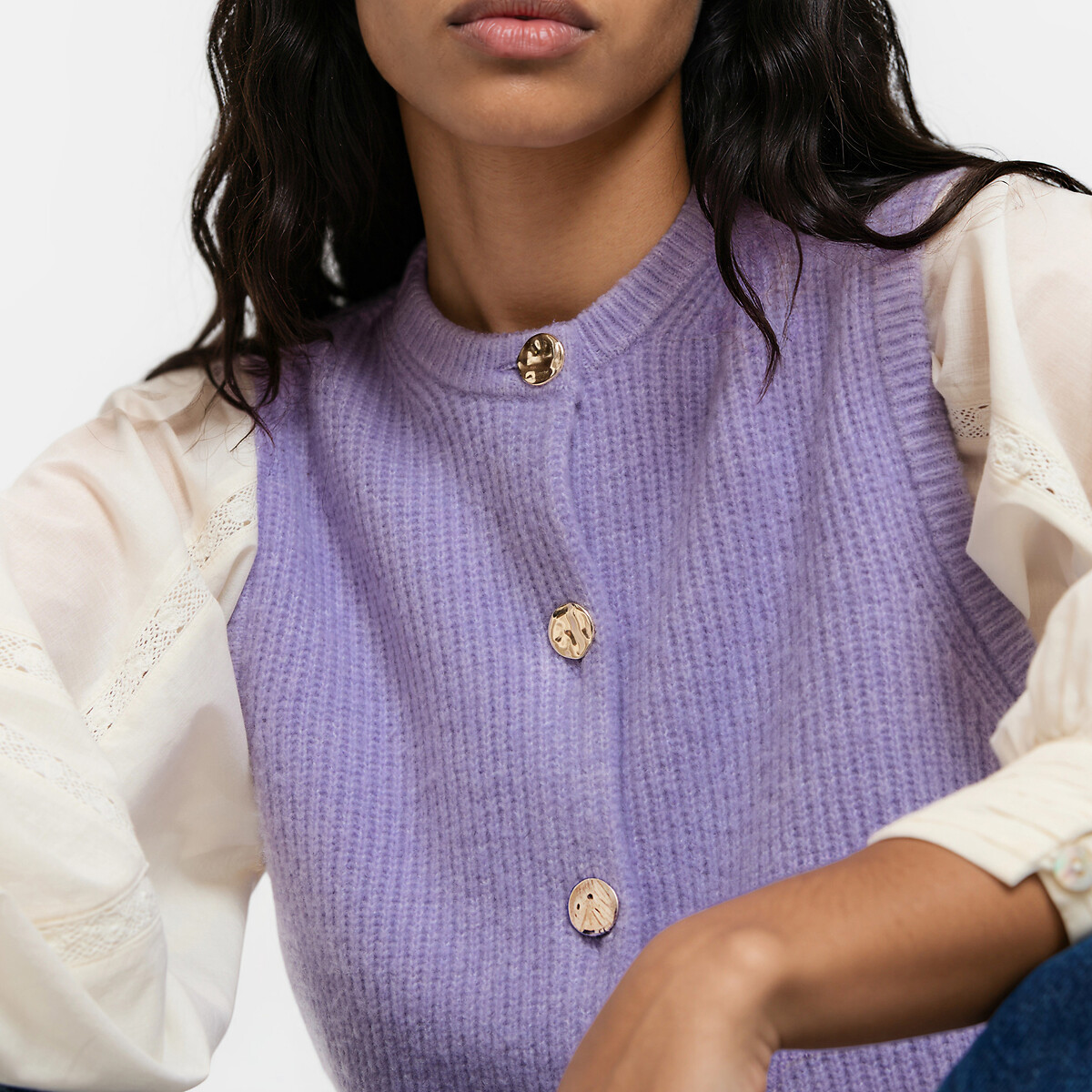 Chaleco de punto delgado lila, LA REDOUTE COLLECTIONS
