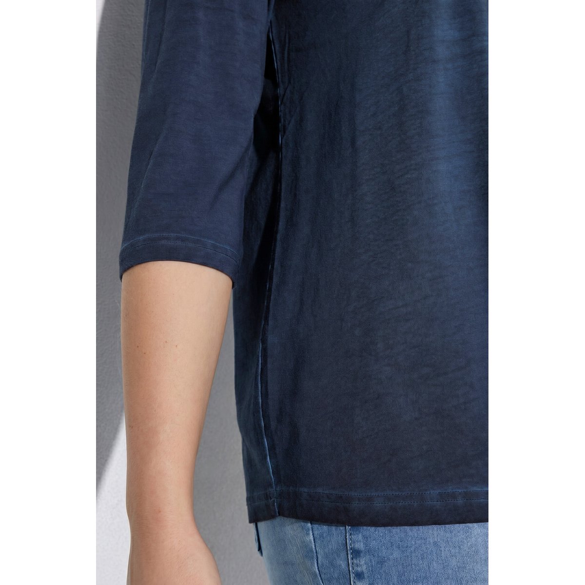 T-shirt coupe Classic Fit, coutures claires marine, ULLA POPKEN