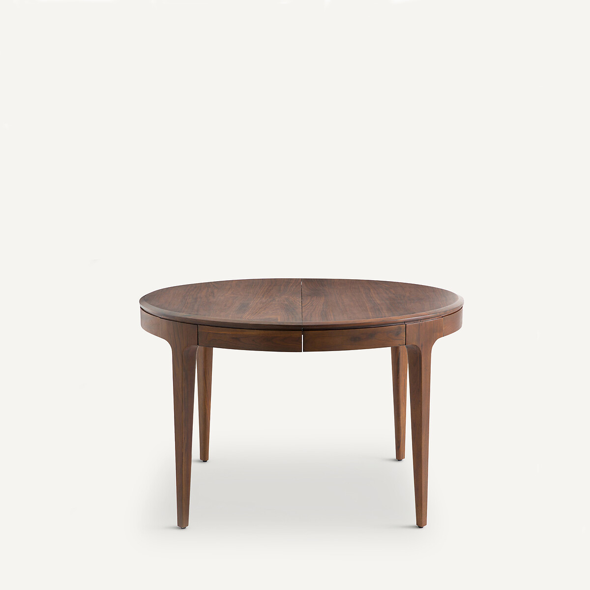 Table ronde extensible, en noyer et plaqué noyer, 4 à 8 couverts, SANARA noyer, AM.PM